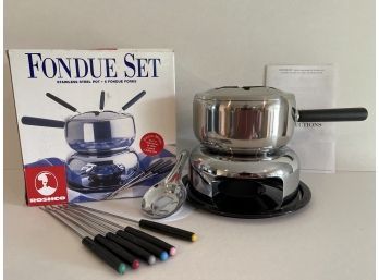 Never Used Stainless Steel Fondue Set With Original Box