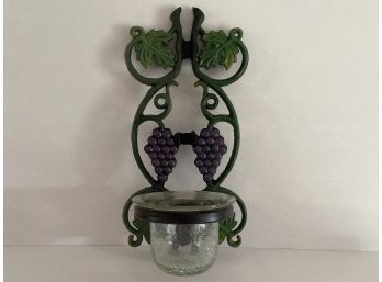 Cast Iron Decorative Grape Motif Candle Holder