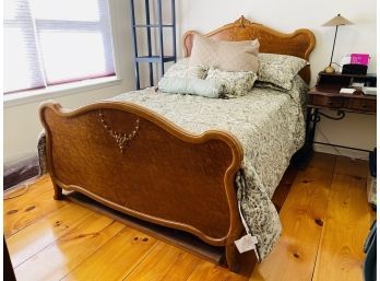 STUNNING Burl Wood Full Bed With Linens & Mattress Included