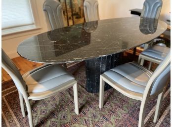 Fantastic Black Marble Table With Six  Chairs
