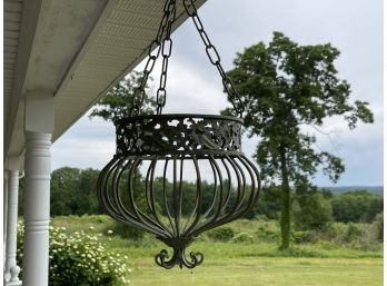 Green Metal Hanging Planter, 8x9 Inches