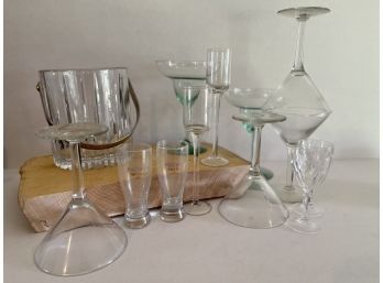 Misc Glass Ware And Vintage Ice Bucket