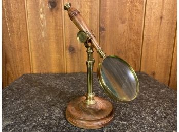 Wood And Brass Adjustable Magnifying Glass