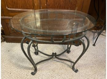 Oval Glass And Iron Table