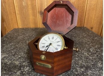 Bulova Clock In A  Octagon Mahogany Box