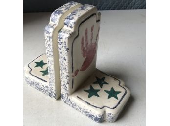 Hand Made Hand Ceramic Bookends