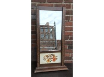 Free Standing Mirror With Flowers On Base. About 14 Wide And 24-26 Tall