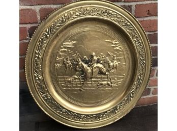 Large Stamped Brass Colored Metal Wall Hanging About 22-24 Diameter