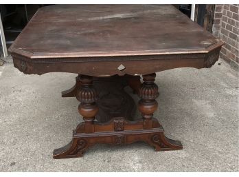 Antique Solid Wood Dining Table  This Intricately Detailed Antique Wood Dining Table Is Approximately 44' Wid