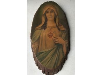 Print On Wood  Sacred Heart Of The Virgin Mary