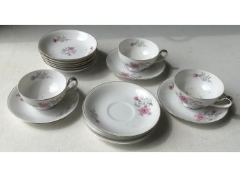 Arlen Fine China Seyei Japan Petite Style 1592 7 Saucers 3 Cups And 6 Desert Bowls