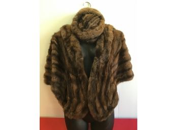 Brown Fur Shall/Jacket And Hat Set Made In Torrington