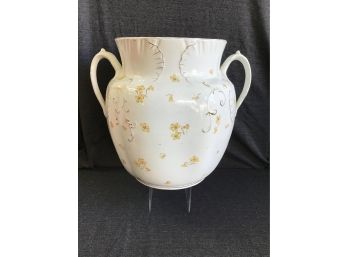 HUGE Semi Porcelain Thos Hughes & Son Floral Handled Vase Made In England