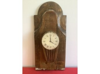 Early Roman Numeral Wall Clock And Wooden Base