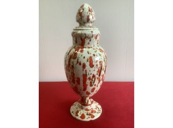 Red Splattered Pedestal Jar
