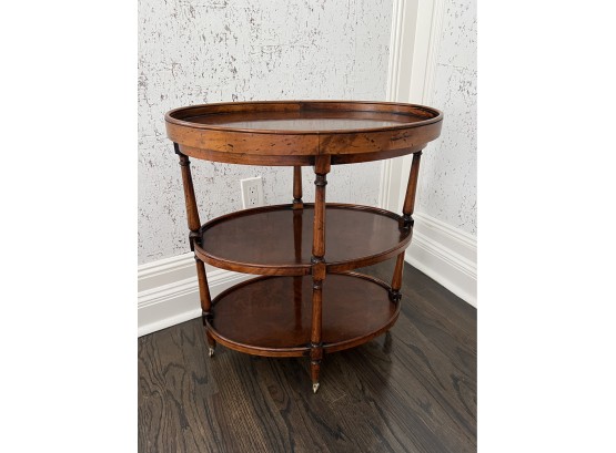 Henredon English Oval Three Tiered Table On Casters