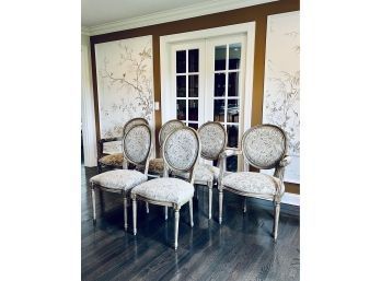 Set 12 French Dining Chairs With Needlepoint Seat & Backs
