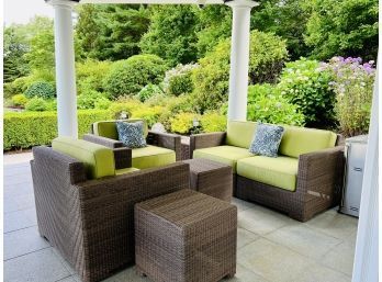 Crate & Barrel All Weather Outdoor Patio Set With Lime Cushions