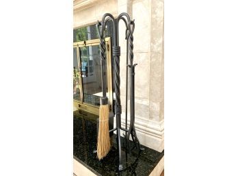 Fireplace Tool Set With Braided Detail