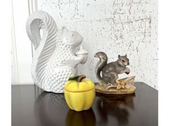 Pair Sweet Ceramic Squirrel Friends