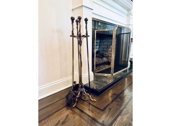 Fireplace Tool Set With Twisted Rope Detail