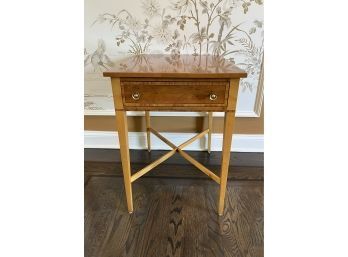 EJ Victor Burlwood Side Table With Criss Cross Base And Inlaid Detail