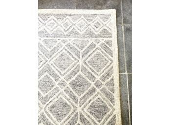 Grey & Ivory Flat Weave Wool Carpet
