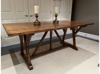 Lillian August Country Style Plank Top Dining Table In Pine