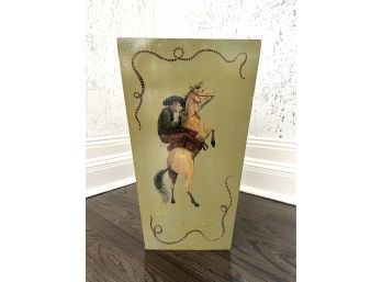 Tracey Spartan 1983 Hand Painted Umbrella Stand With Cowboy Motif