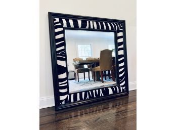 Lillian August Black Zebra Hyde Beveled Modern Mirror