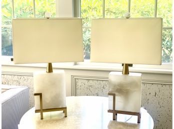 Pair Beautiful Contemporary Alabaster Accent Lamps