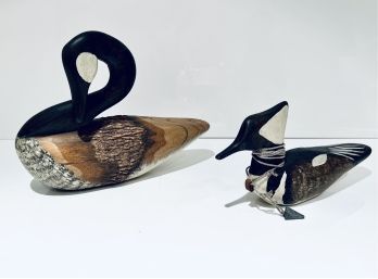 Pair Lillian August Signed Wood Decoys