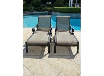 Pair Adjustable Outdoor Loungers