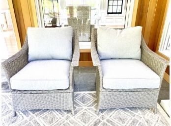 Pair All Weather Grey Wicker Petite Club Chairs