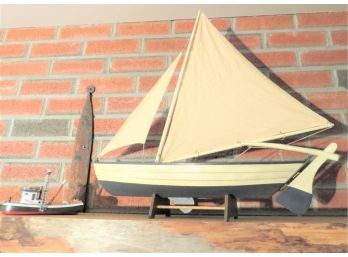 Wooden Sailboat On Stand Dory