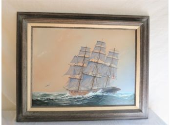 Will Haddon Framed Clipper Twilight Nautical Maritime Painting