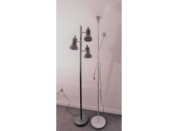 2 Floor Lamps Black And Silvertone