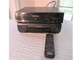 Sony And Panasonic VHS Players With Remote
