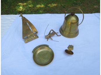 Assorted Brass Lot Sailboat Cricket Trinket Dish