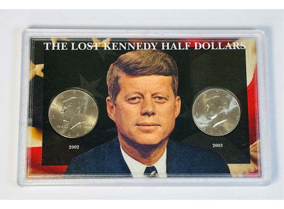 2002, 2003 Lost Kennedy Half Dollars - 2 Coin Set In Case