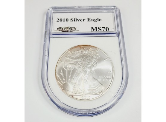 2010 Silver Eagle Dollar 1 Oz SILVER Graded MS70 And Slabbed
