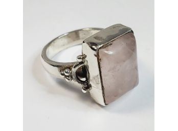 New Sterling Silver Pink Gemstone Ring