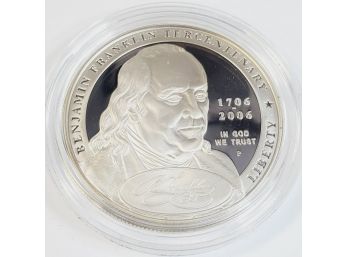 2006 Benjamin Franklin Commemorative Proof Silver Dollar In Box With COA