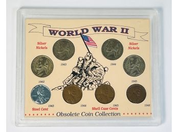 Word War II Obsolete Coin Collection - 8 Coin Set  Silver Nickels And Shell Case Pennies