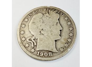 1908-D Barber Silver Half Dollar (114 Years Old)