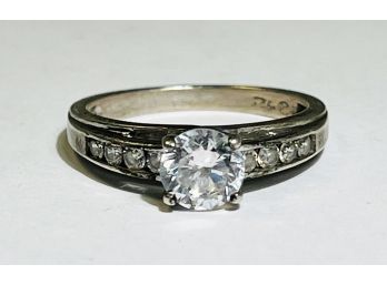 Vintage Sterling Silver Studded Engagement Ring
