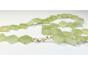 New Sterling Silver Jadeite Stone Necklace
