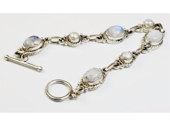 New Sterling Silver BLUE MOON STONE Bracelet 18 Grams