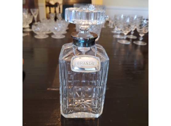 Clear Crystal Brandy Decanter With English Brandy Tag