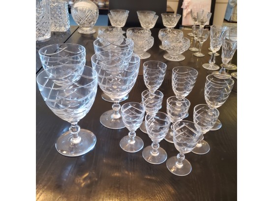 13 Vintage Crystal Stemware With Wavy Patterns From The Edwardian Era